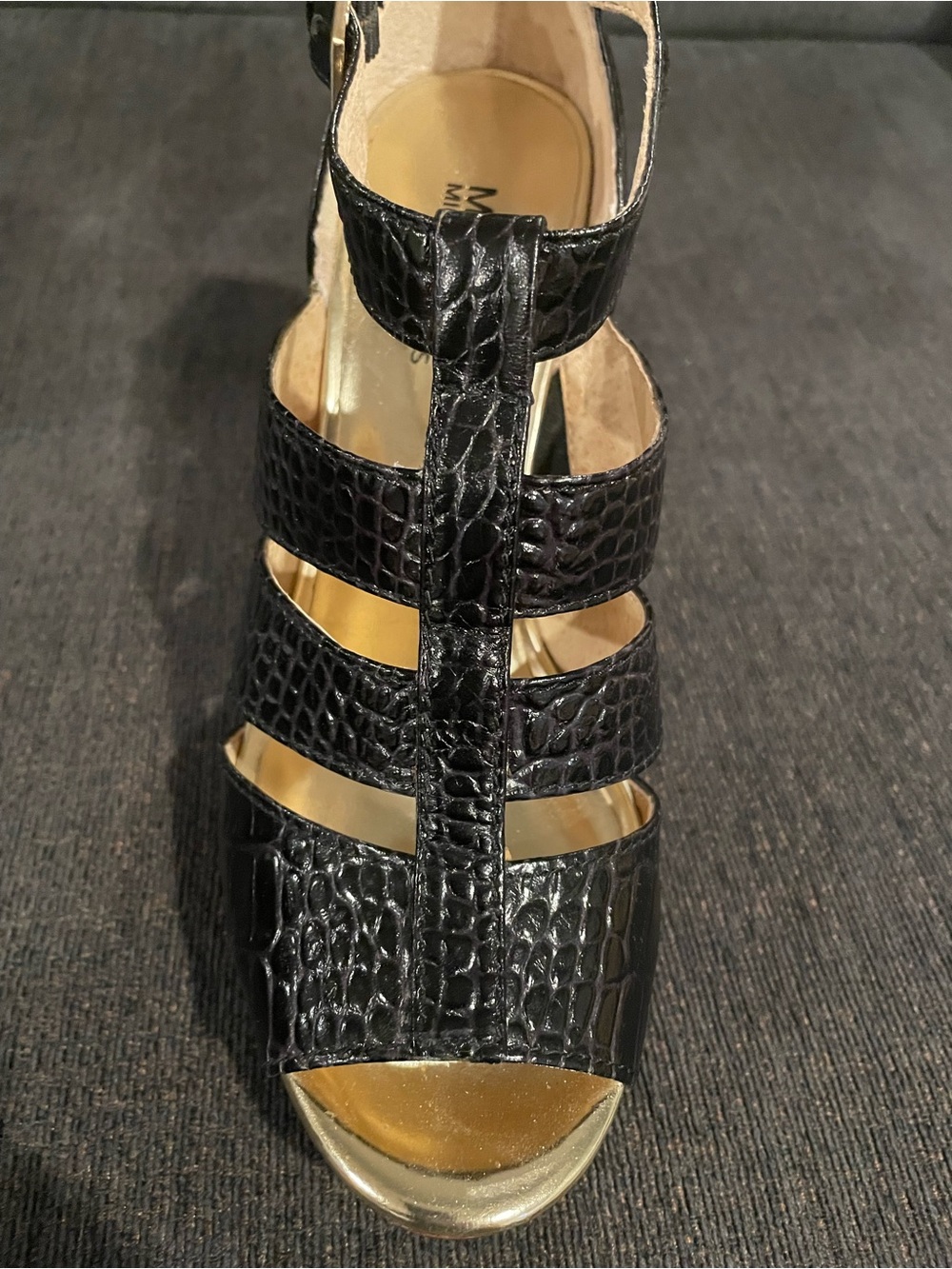 Michael Kors Women's Black Croc Leather Heels - Size 7 Worn One Time. - Picture 5 of 6